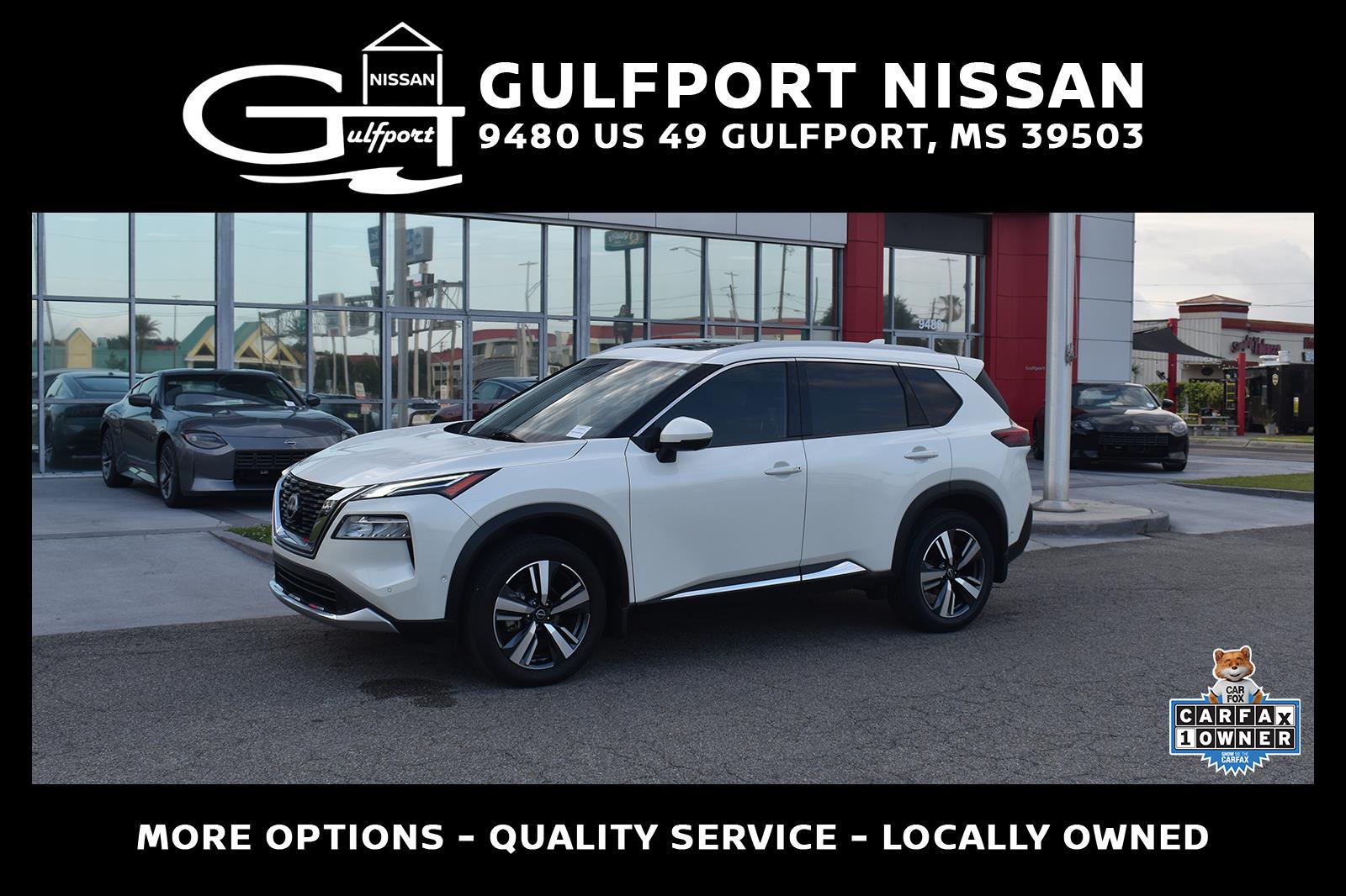 Pearl White Tricoat 2023 Nissan Rogue Platinum AWD SUV / Crossover All-Wheel Drive Continuously Variable Transmission