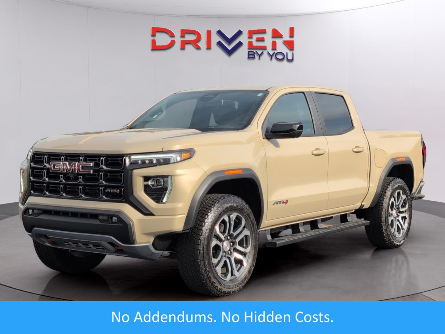 Desert Sand Metallic 2023 GMC Canyon AT4 Crew Cab 4WD Pickup Truck Four-Wheel Drive 8-Speed Automatic