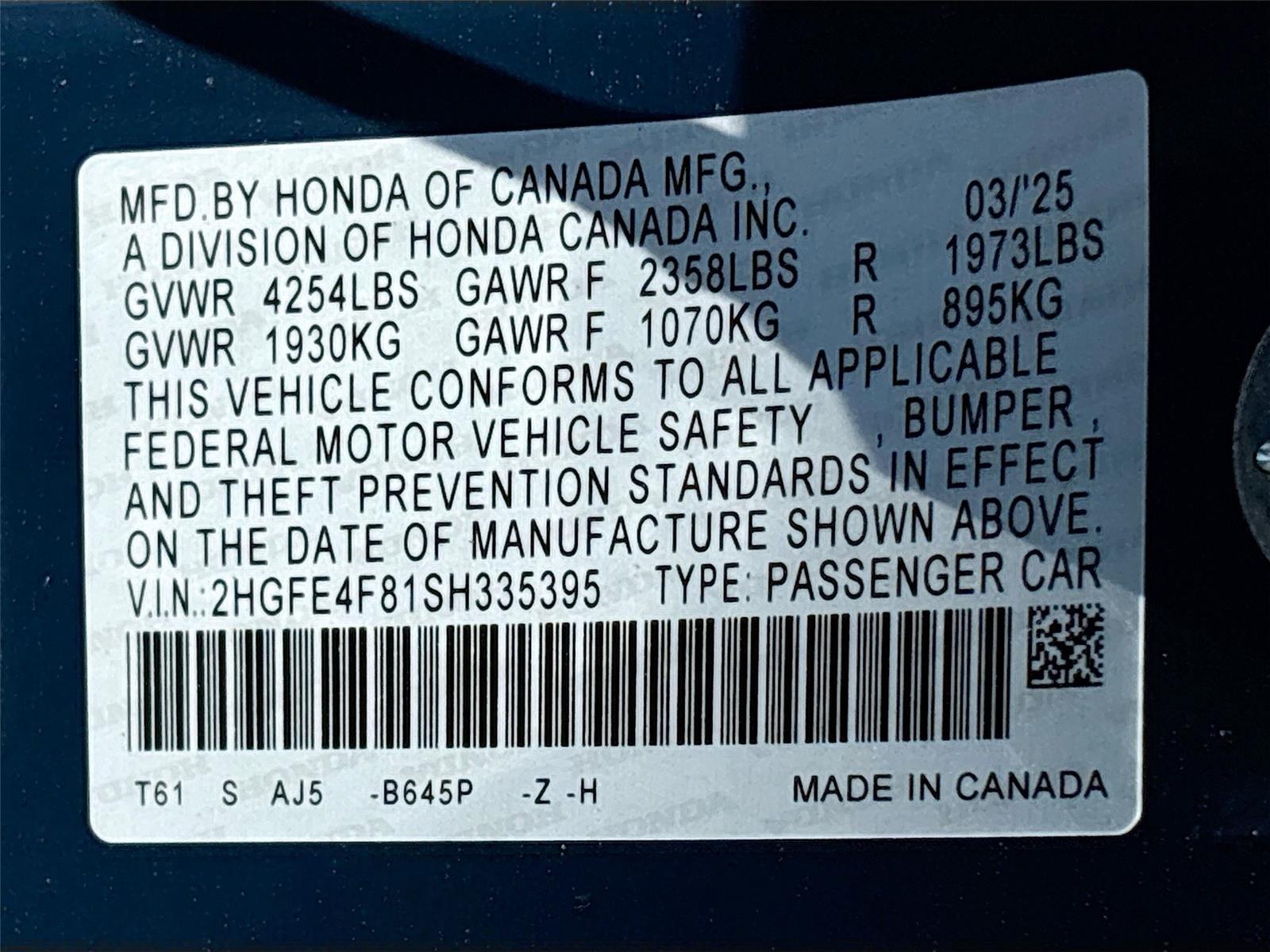 2025 Honda Civic Sedan Hybrid Sport