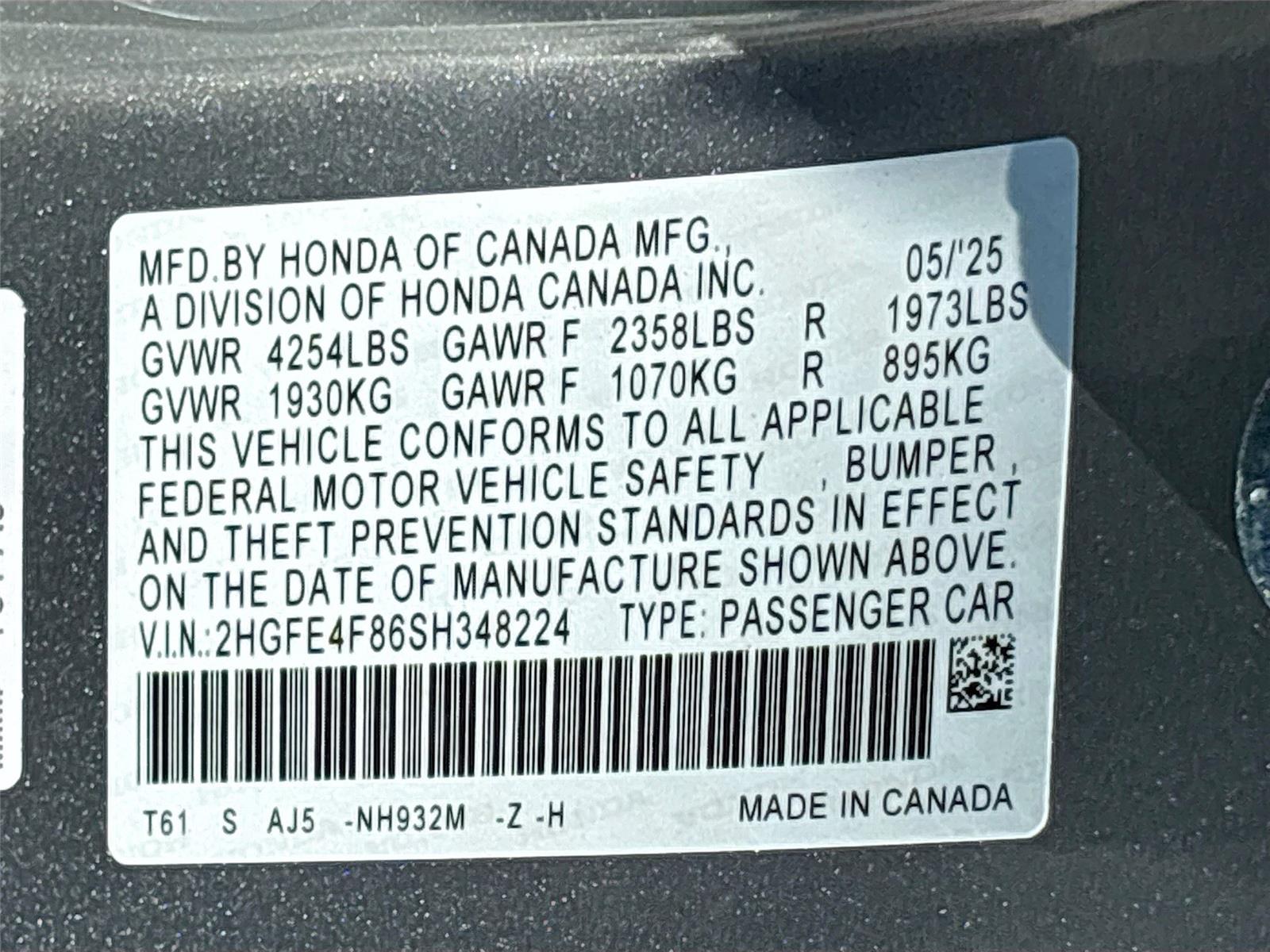 2025 Honda Civic Sedan Hybrid Sport Touring