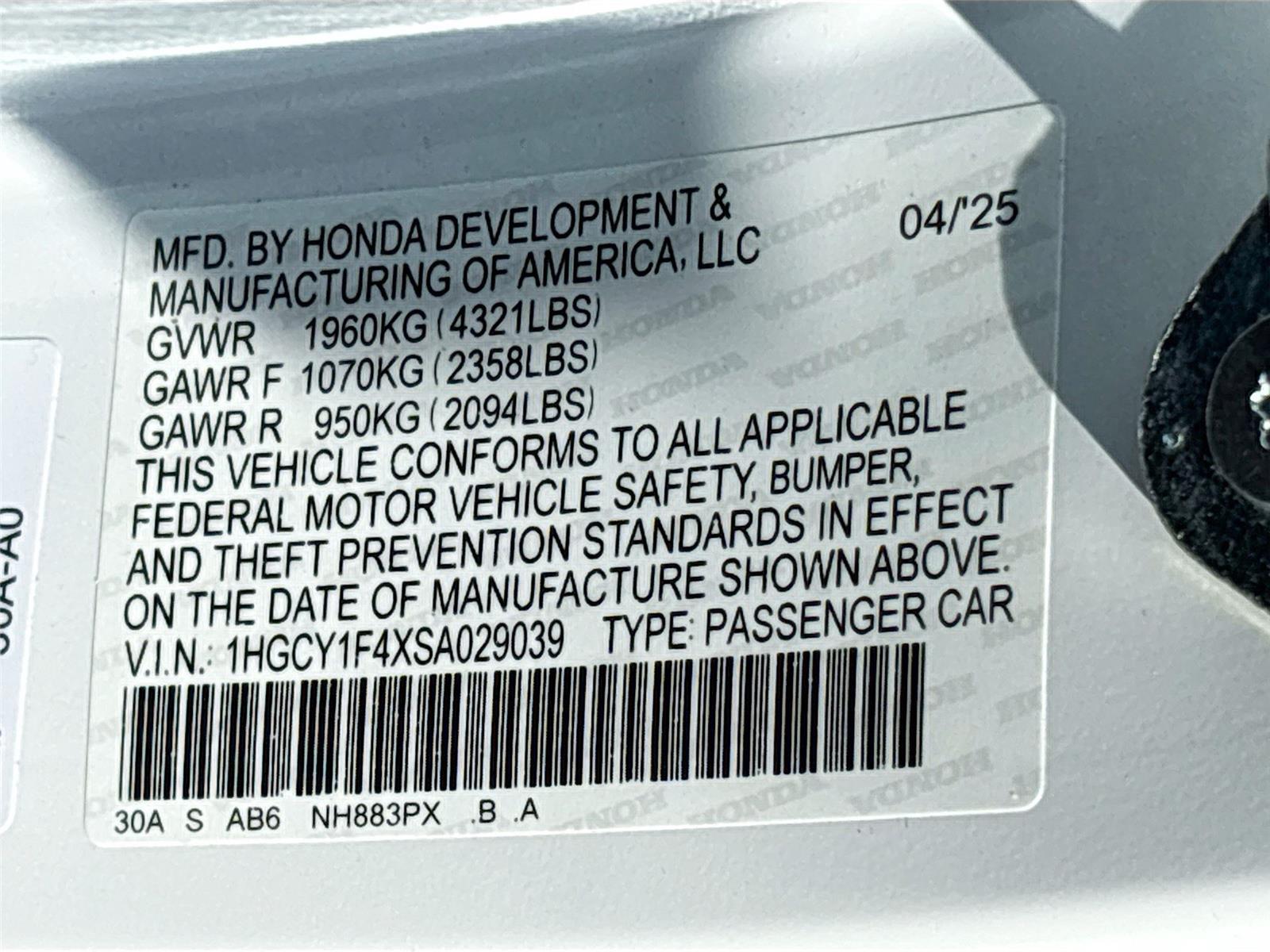 2025 Honda Accord Sedan SE