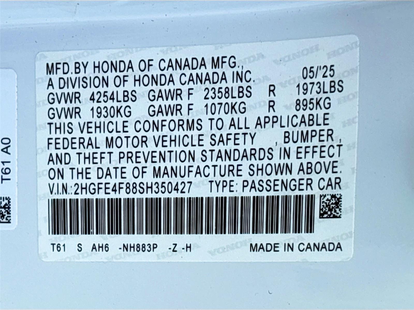 2025 Honda Civic Sedan Hybrid Sport