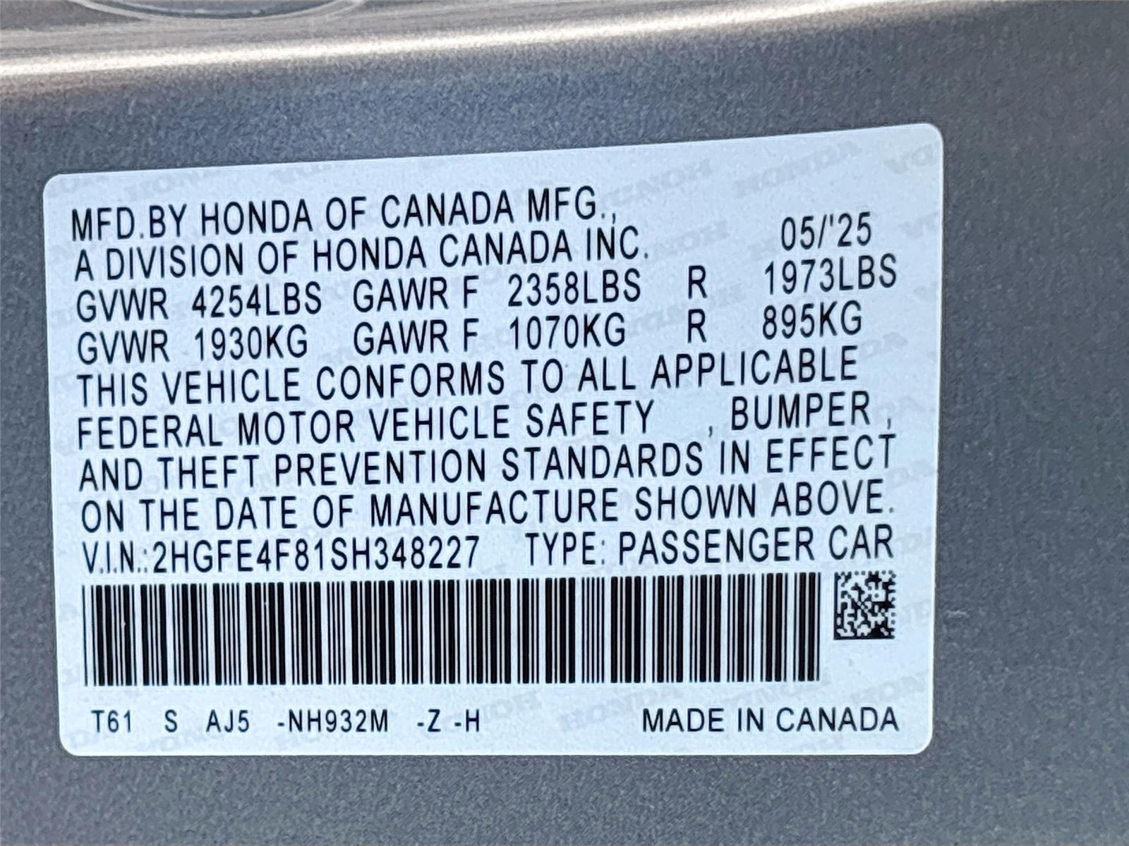2025 Honda Civic Sedan Hybrid Sport Touring