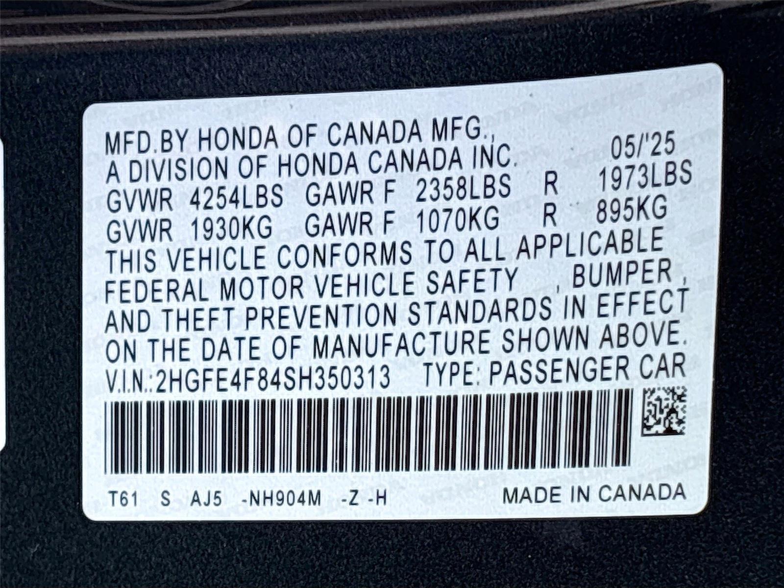 2025 Honda Civic Sedan Hybrid Sport Touring