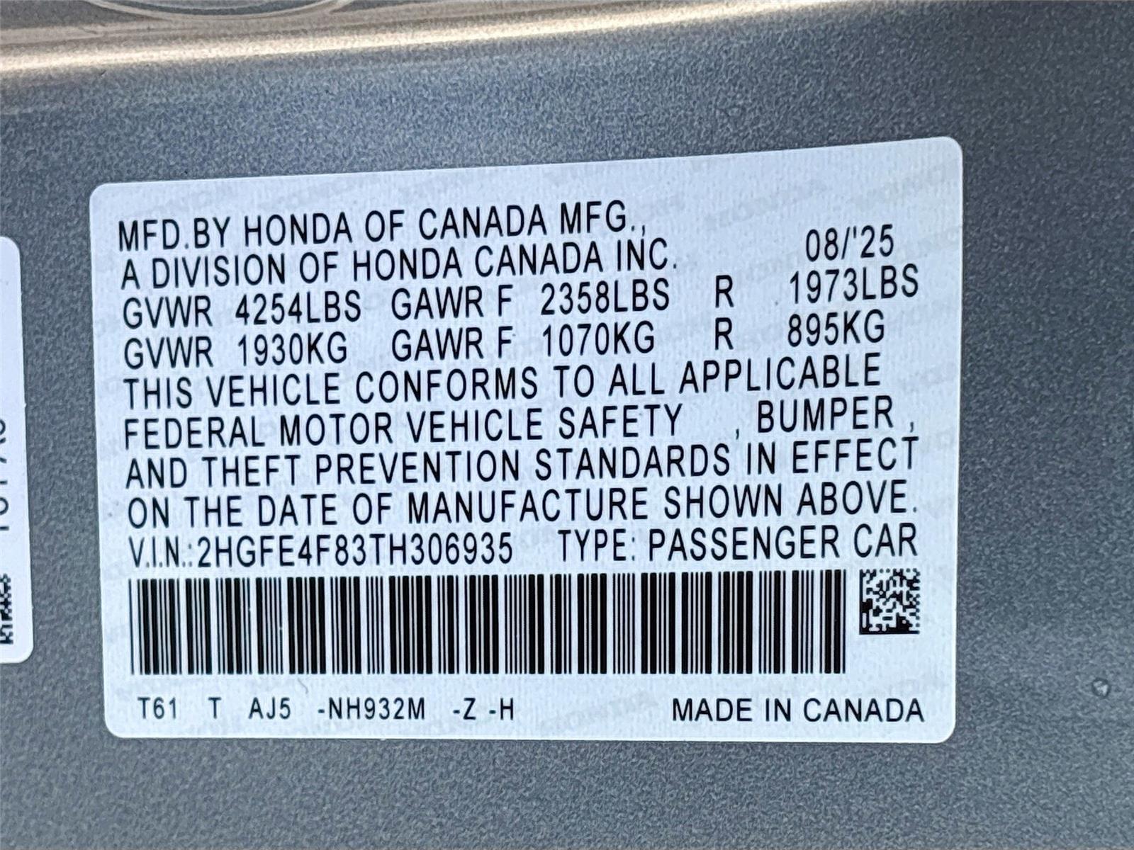 2026 Honda Civic Sedan Hybrid Sport Touring