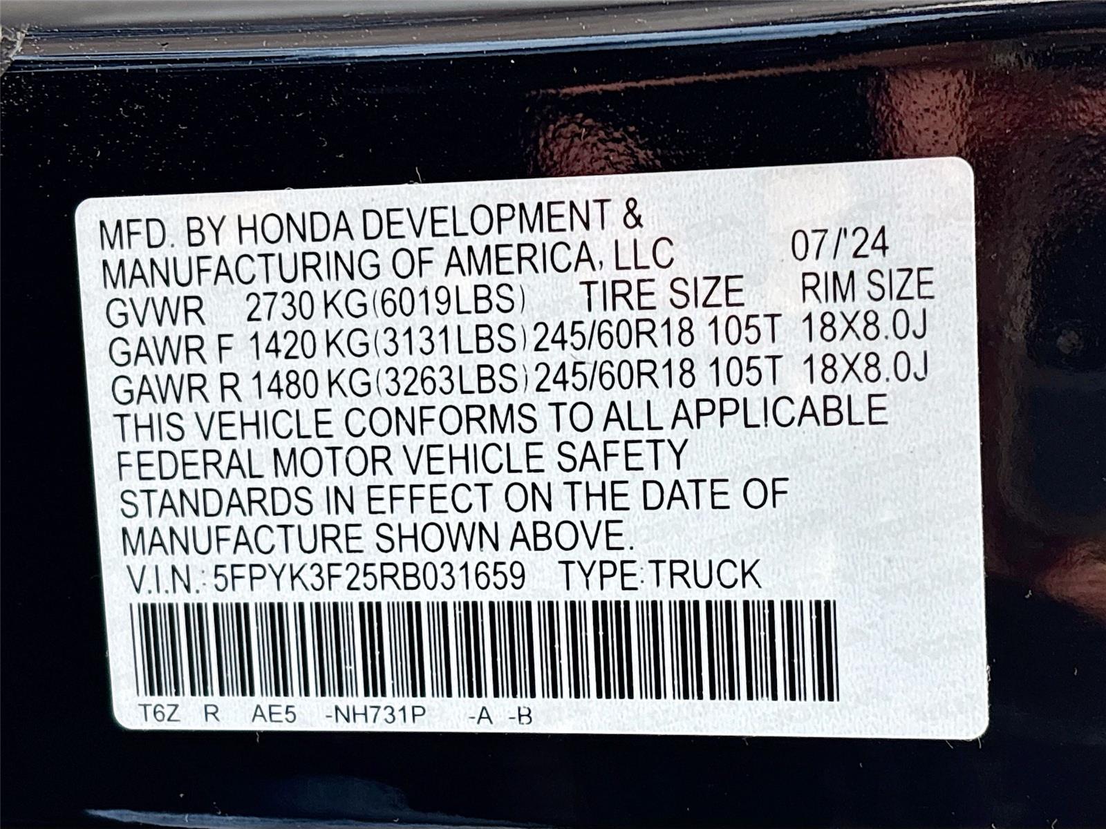 2024 Honda Ridgeline Sport+