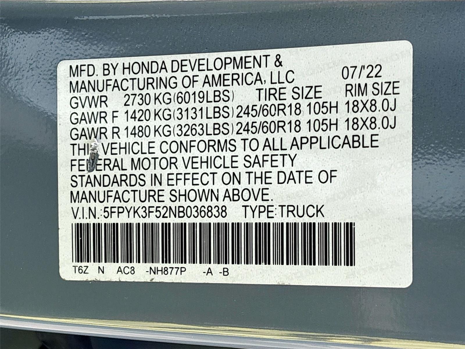 2022 Honda Ridgeline RTL