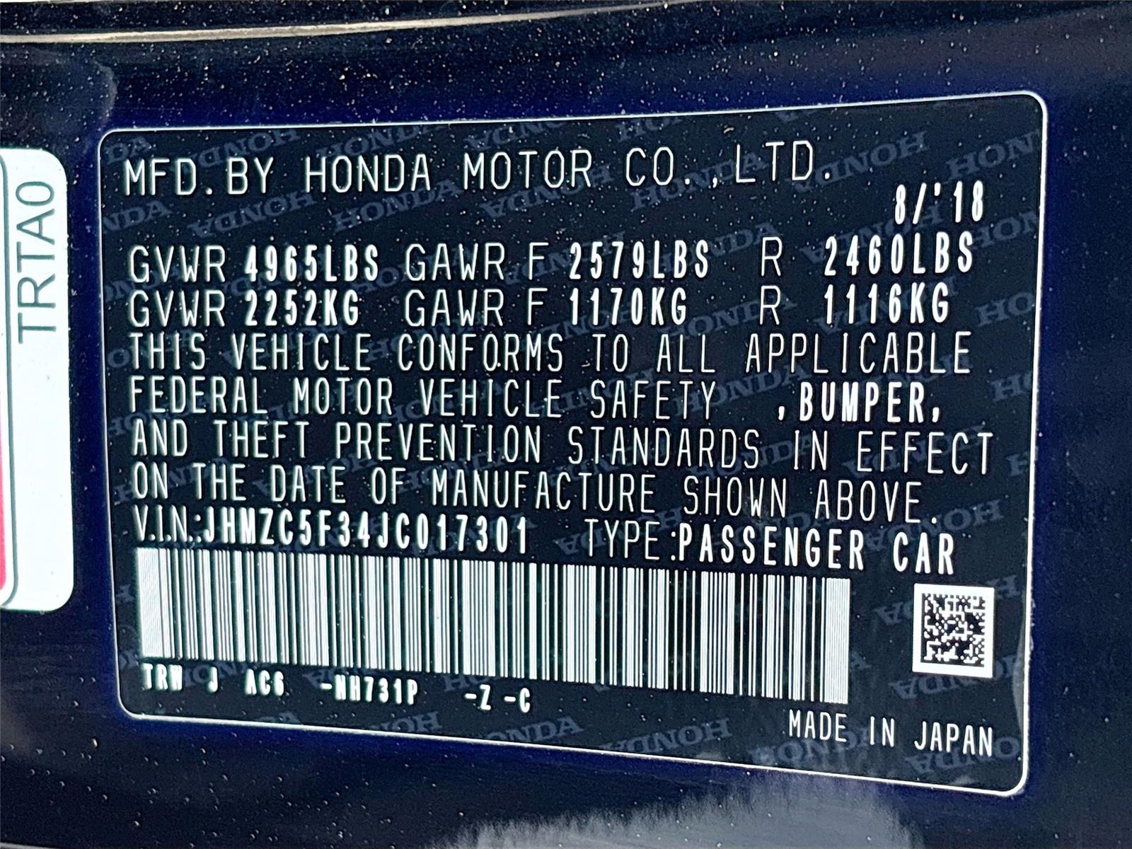 2018 Honda Clarity Plug-In Hybrid Touring