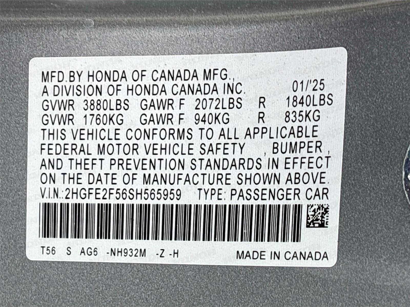 2025 Honda Civic Sedan Sport