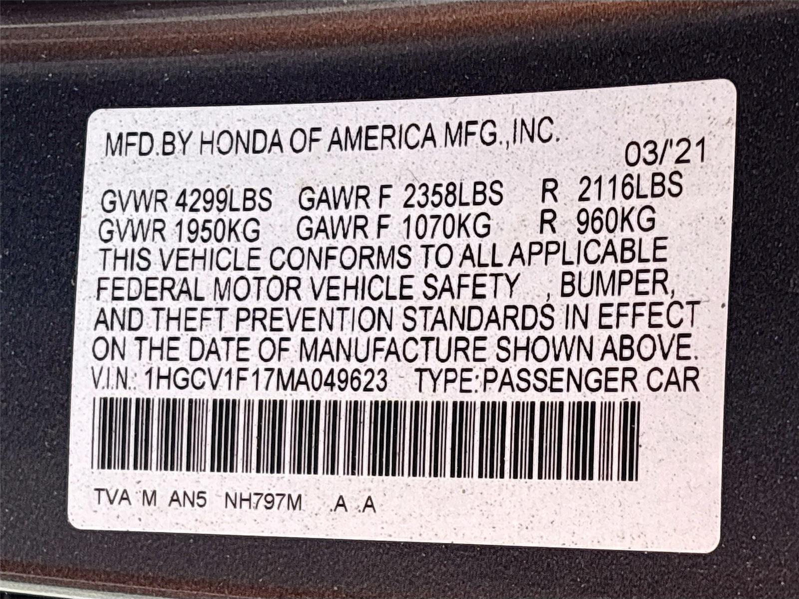 2021 Honda Accord Sedan LX