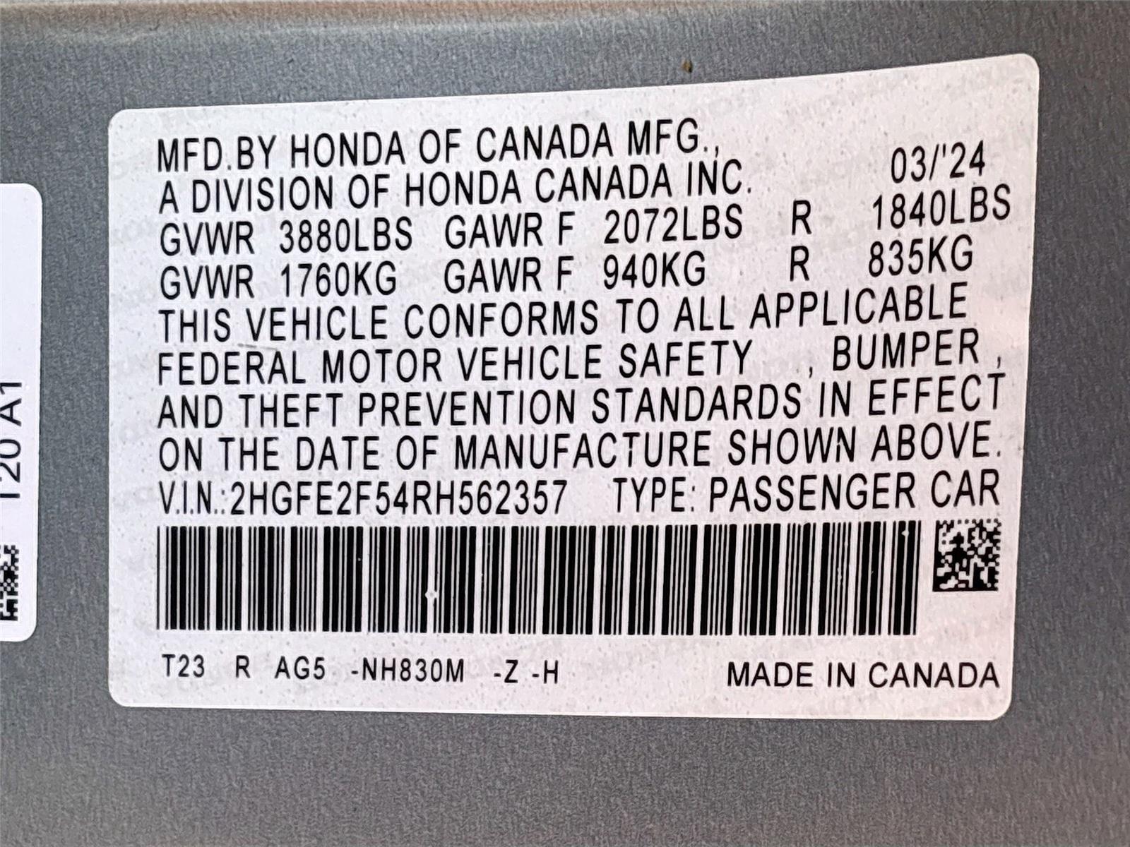 2024 Honda Civic Sedan Sport