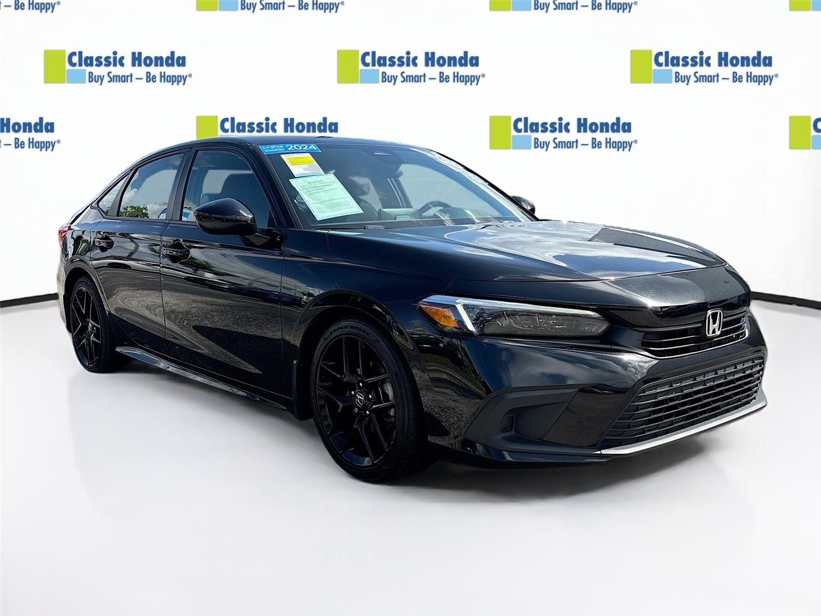 Crystal Black Pearl 2024 Honda Civic Sport FWD Sedan Front-Wheel Drive Continuously Variable Transmission