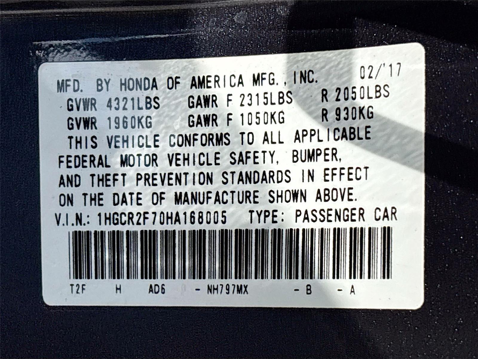 2017 Honda Accord Sedan EX