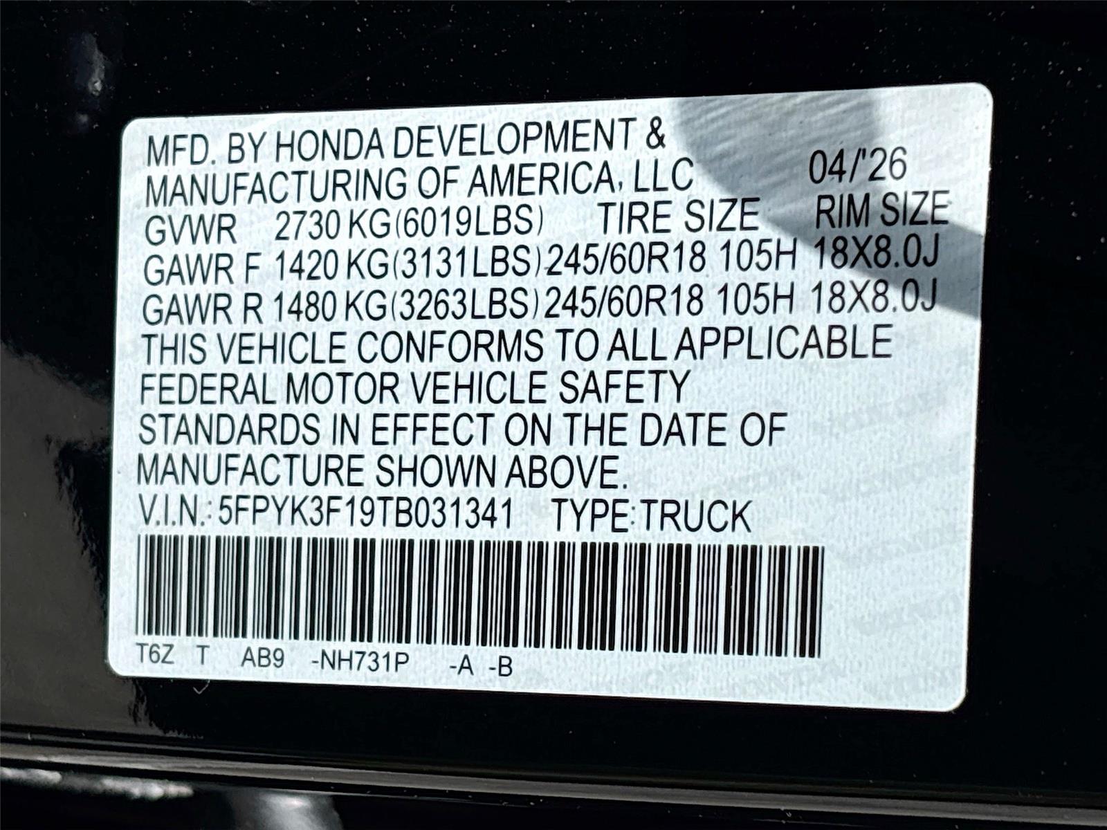 2026 Honda Ridgeline Sport