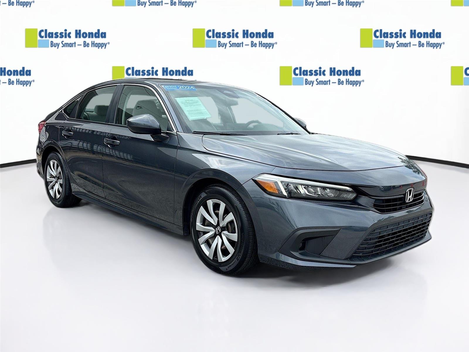 Meteorite Gray Metallic 2024 Honda Civic LX FWD Sedan Front-Wheel Drive Continuously Variable Transmission