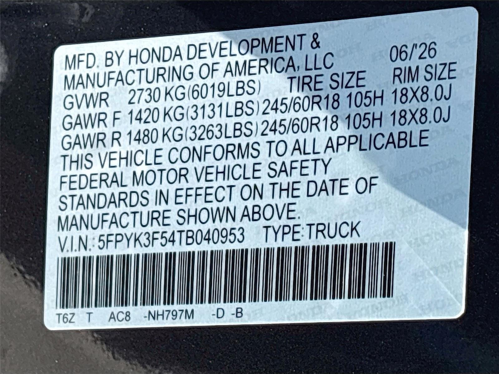 2026 Honda Ridgeline RTL