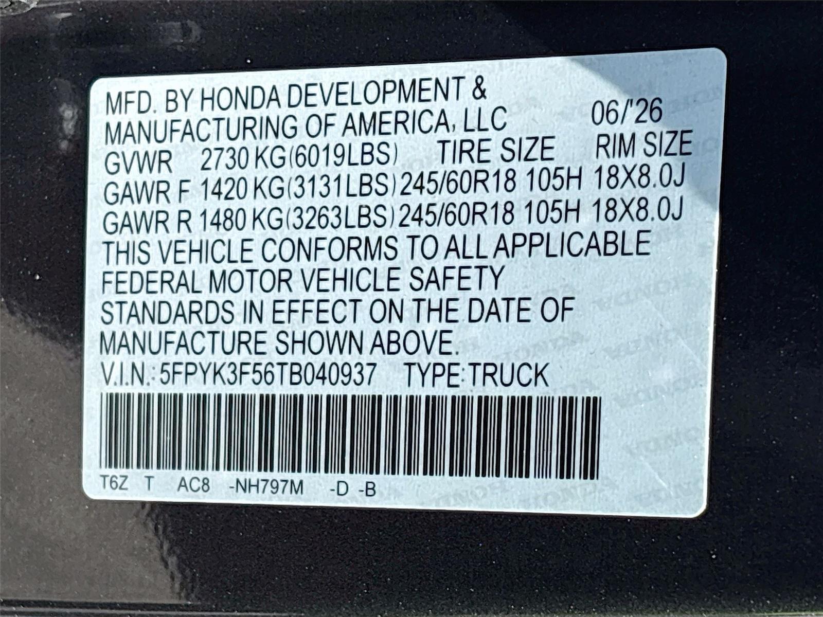 2026 Honda Ridgeline RTL