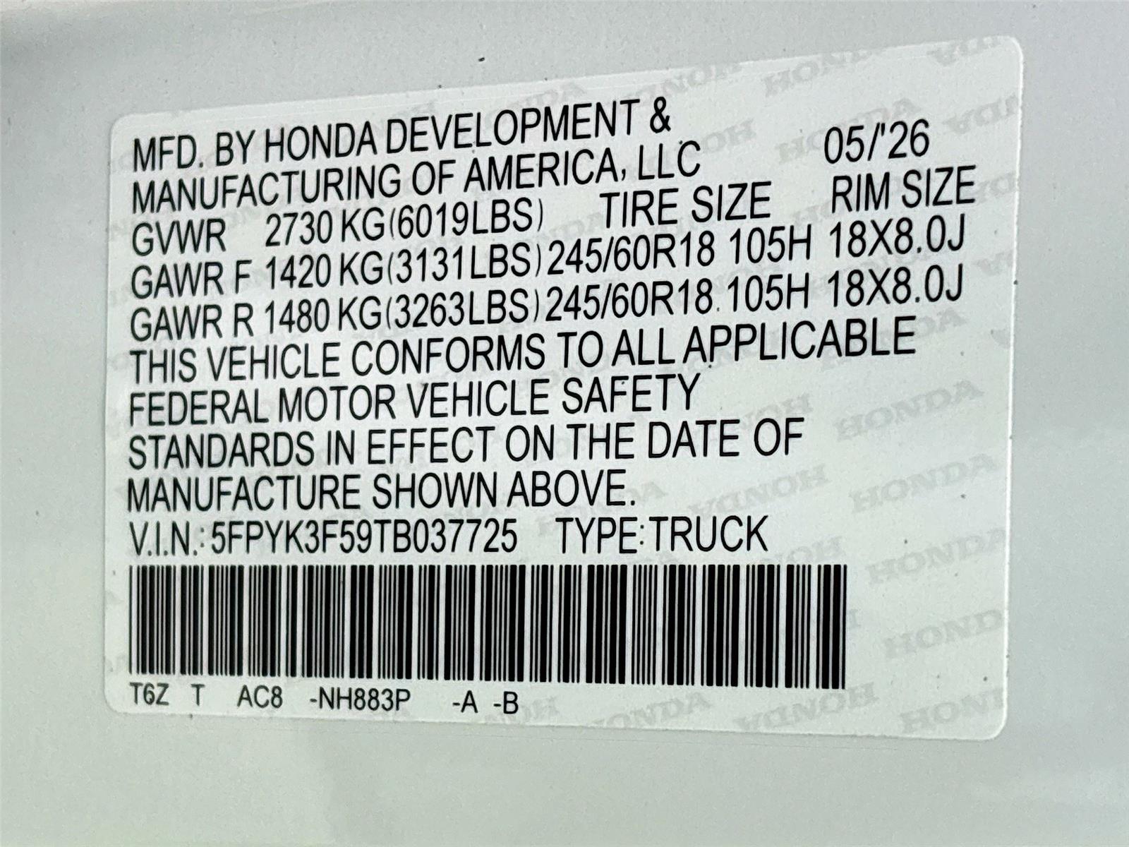 2026 HONDA RIDGELINE RTL