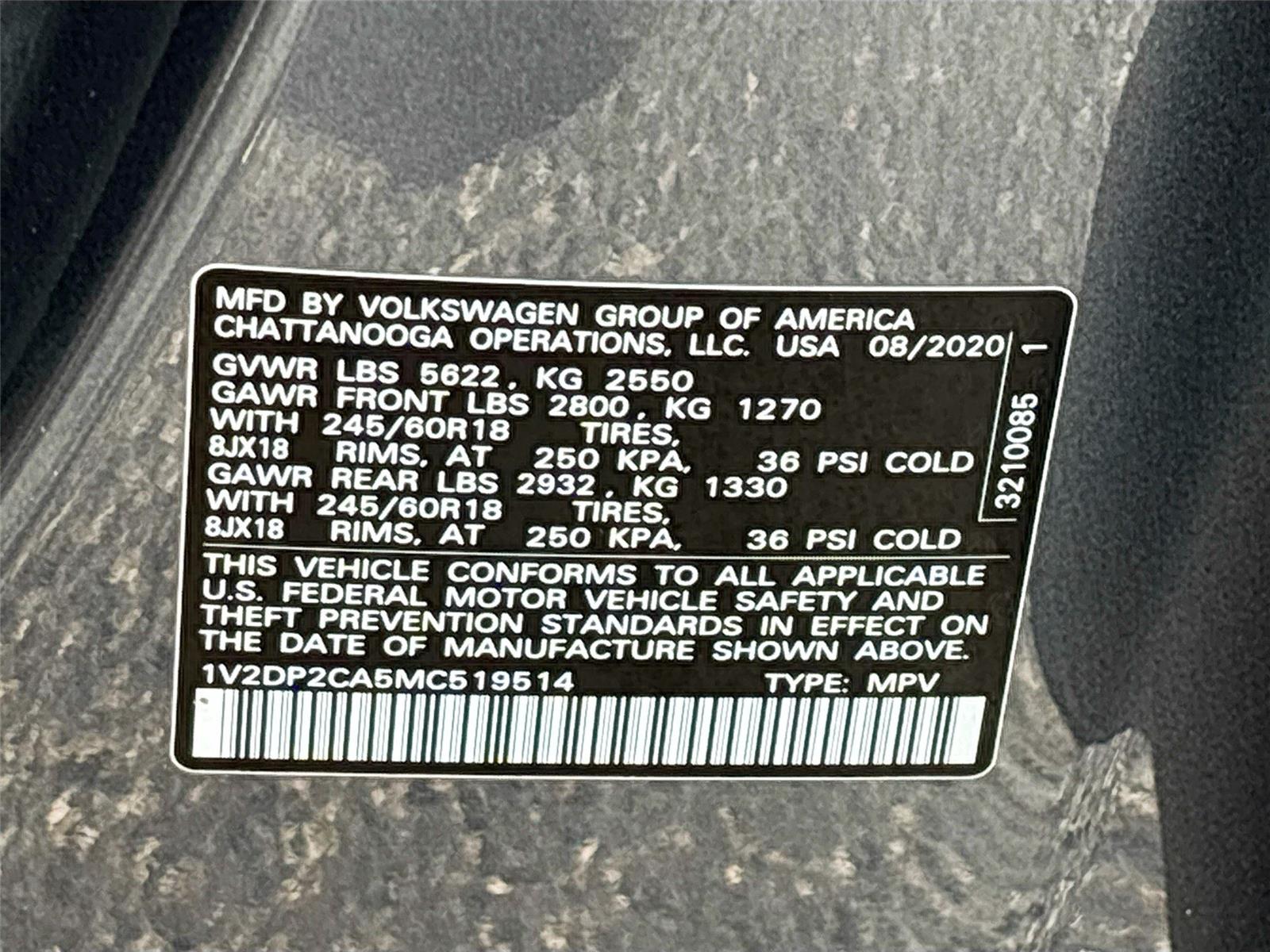2021 Volkswagen Atlas 2.0T SE