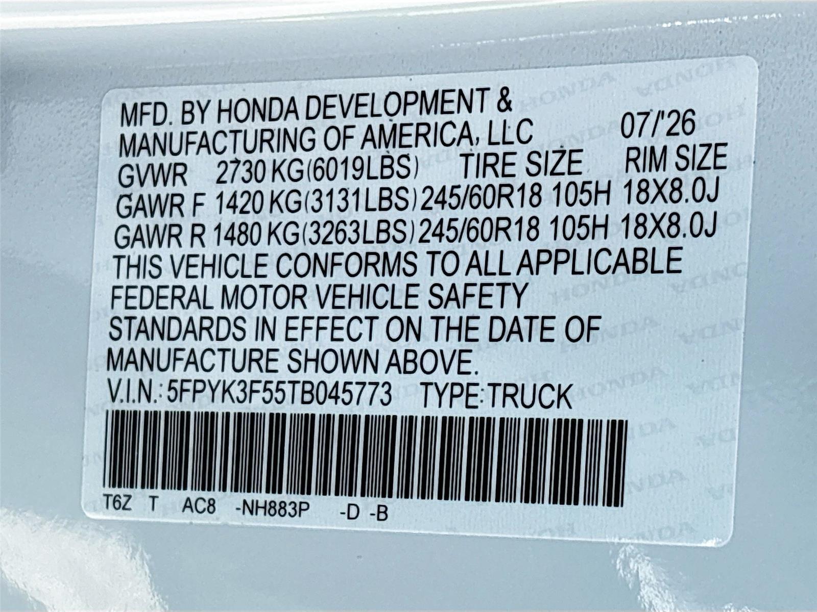 2026 Honda Ridgeline RTL