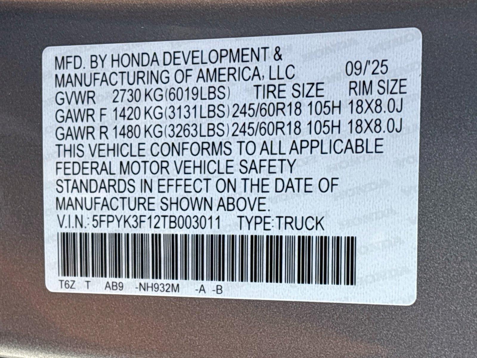 2026 Honda Ridgeline Sport