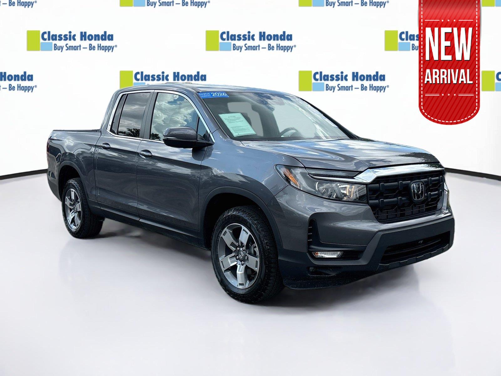 Gray (Modern Steel Metallic) 2026 Honda Ridgeline Pickup Truck All-Wheel Drive 9-Speed Automatic