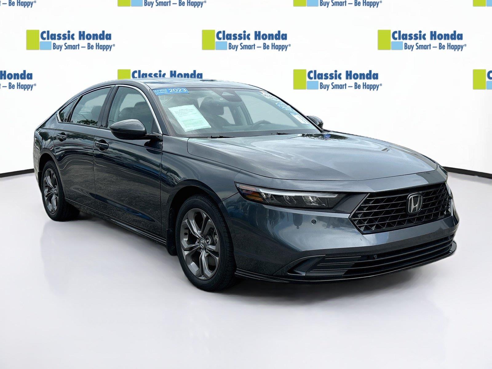 Meteorite Gray Metallic 2023 Honda Accord Hybrid Sedan Front-Wheel Drive 1-Speed Dual Clutch