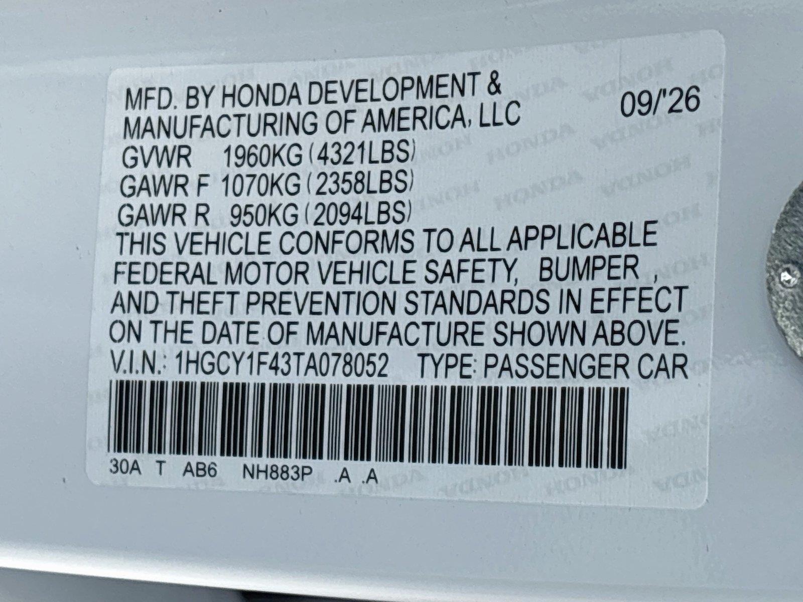 2026 Honda Accord Sedan SE