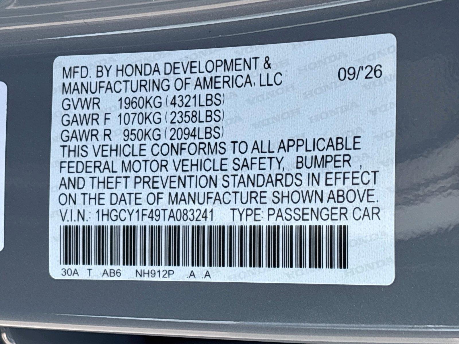 2026 Honda Accord Sedan SE