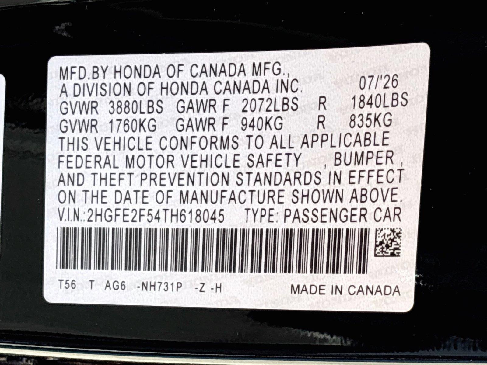 2026 Honda Civic Sedan Sport