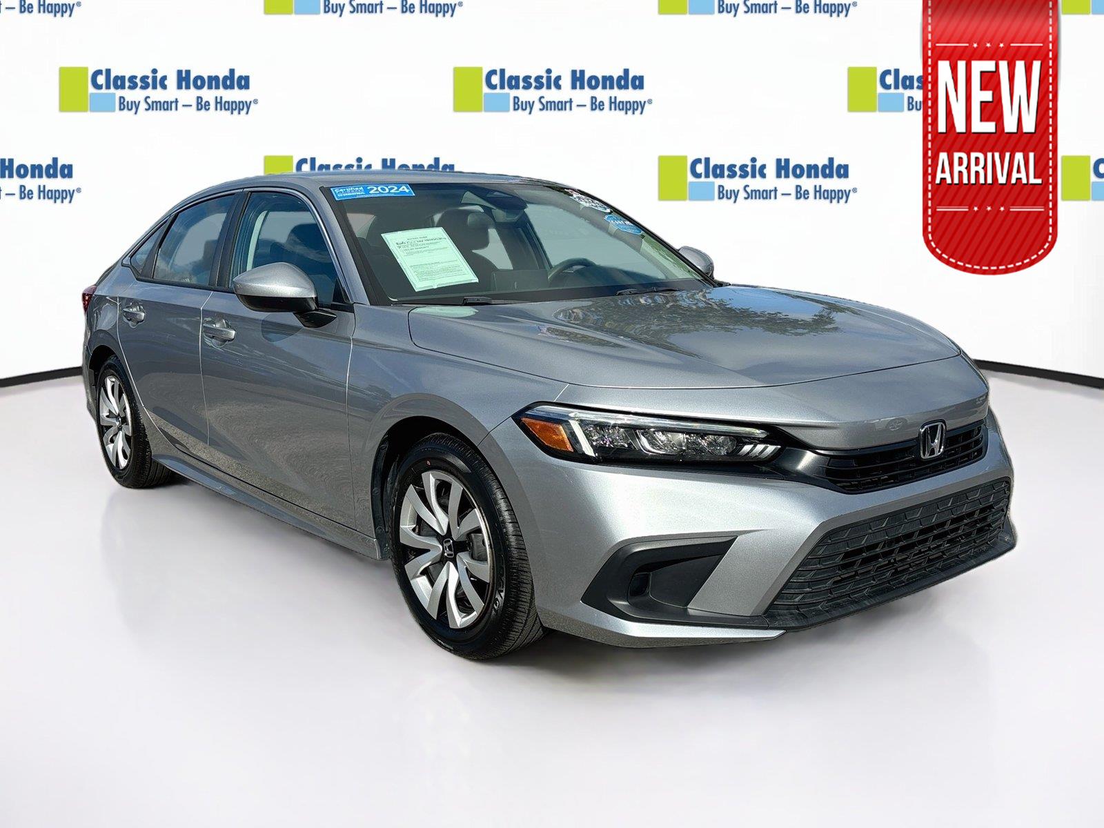 Lunar Silver Metallic 2024 Honda Civic Sedan Front-Wheel Drive Continuously Variable Transmission