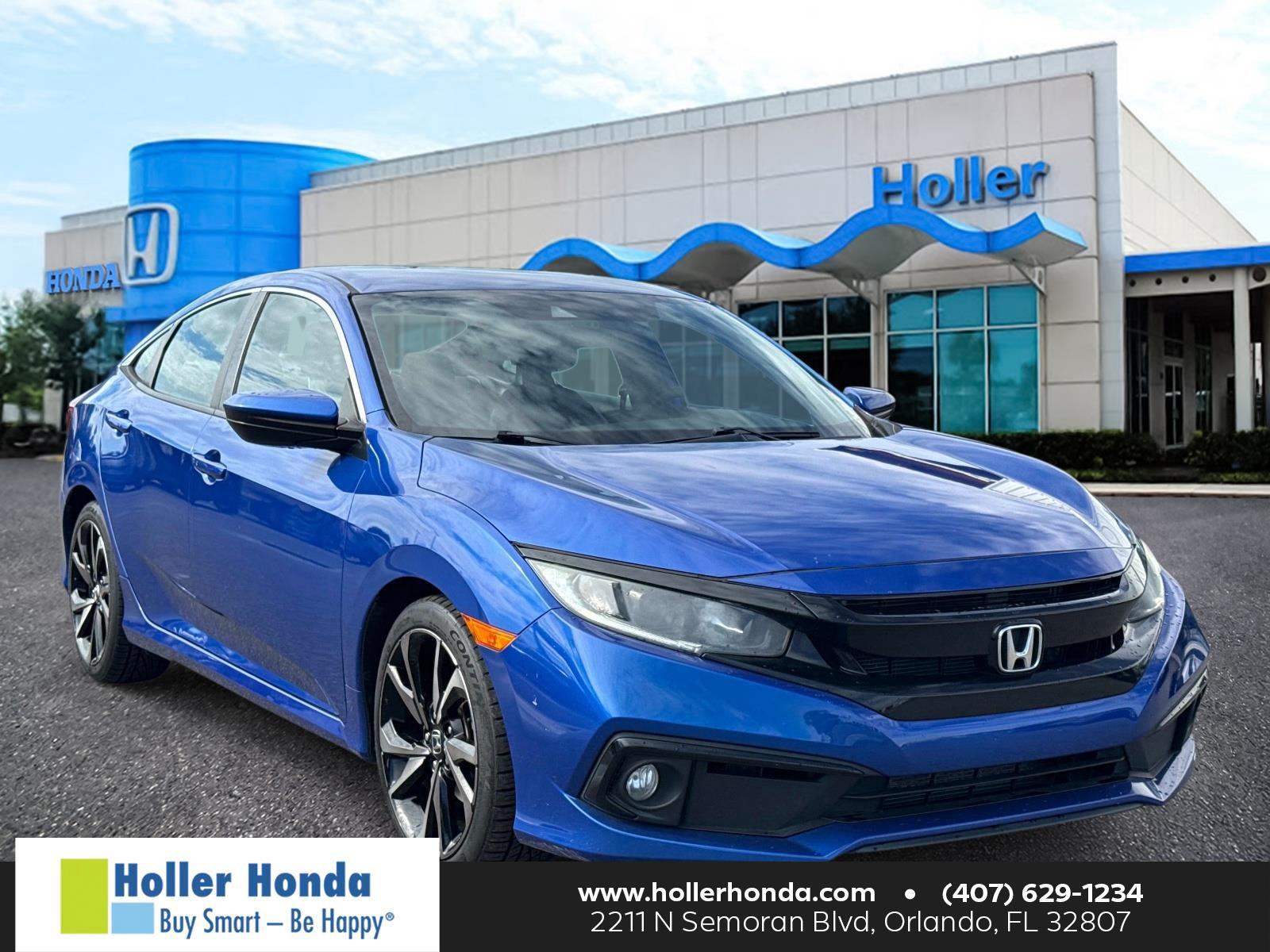 Aegean Blue Metallic 2019 Honda Civic Sedan Front-Wheel Drive Continuously Variable Transmission