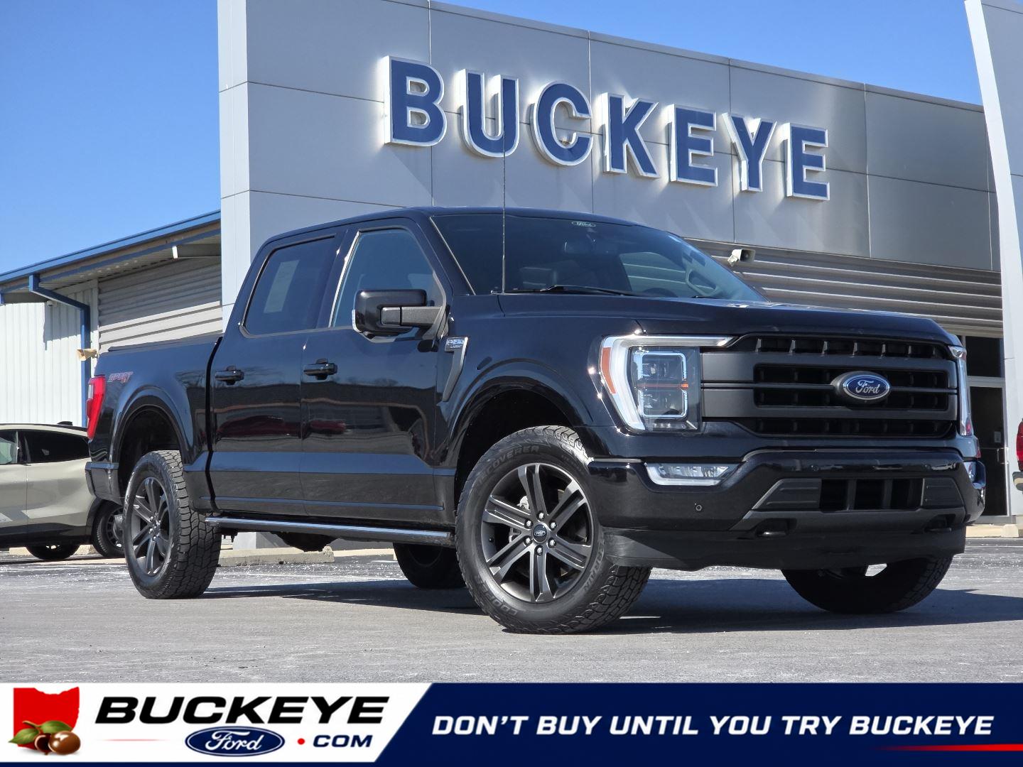 Agate Black 2022 Ford F-150 Lariat SuperCrew 4WD Pickup Truck Four-Wheel Drive Automatic