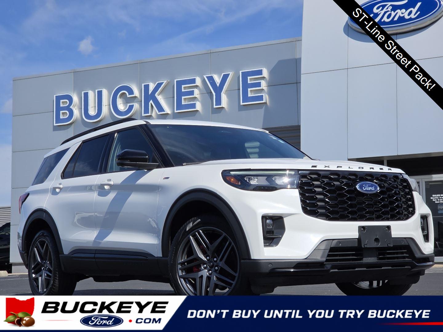 Star White Metallic Tri-Coat 2025 Ford Explorer SUV / Crossover All-Wheel Drive Automatic