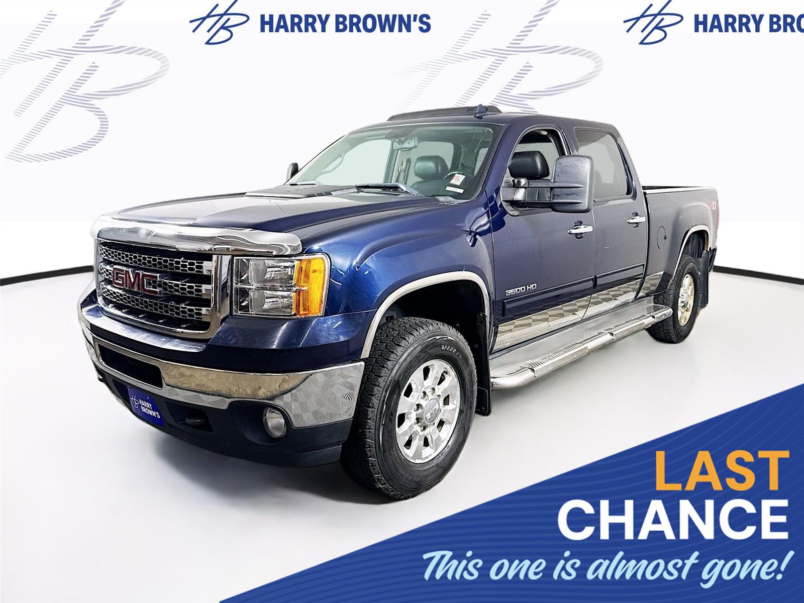 Midnight Blue Metallic 2012 GMC Sierra 3500HD SLT Crew Cab 4WD Pickup Truck Four-Wheel Drive 6-Speed Automatic