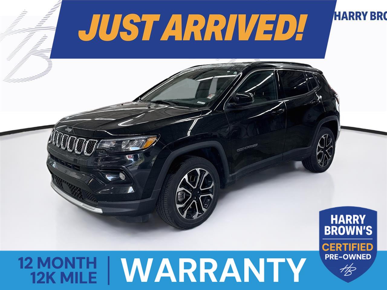 Diamond Black Crystal Pearlcoat 2023 Jeep Compass SUV / Crossover Four-Wheel Drive 8-Speed Automatic