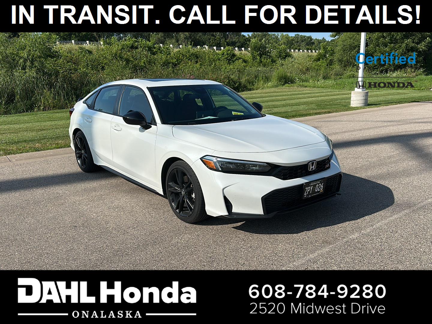 Platinum White Pearl 2025 Honda Civic Sedan Front-Wheel Drive 6-Speed Manual