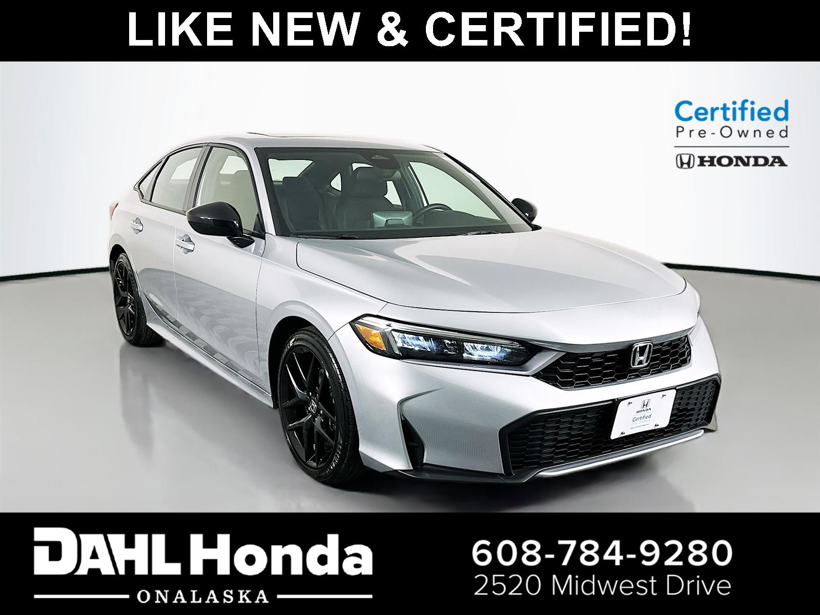 Solar Silver Metallic 2025 Honda Civic Hybrid Sport Sedan FWD Sedan Front-Wheel Drive 1-Speed Dual Clutch