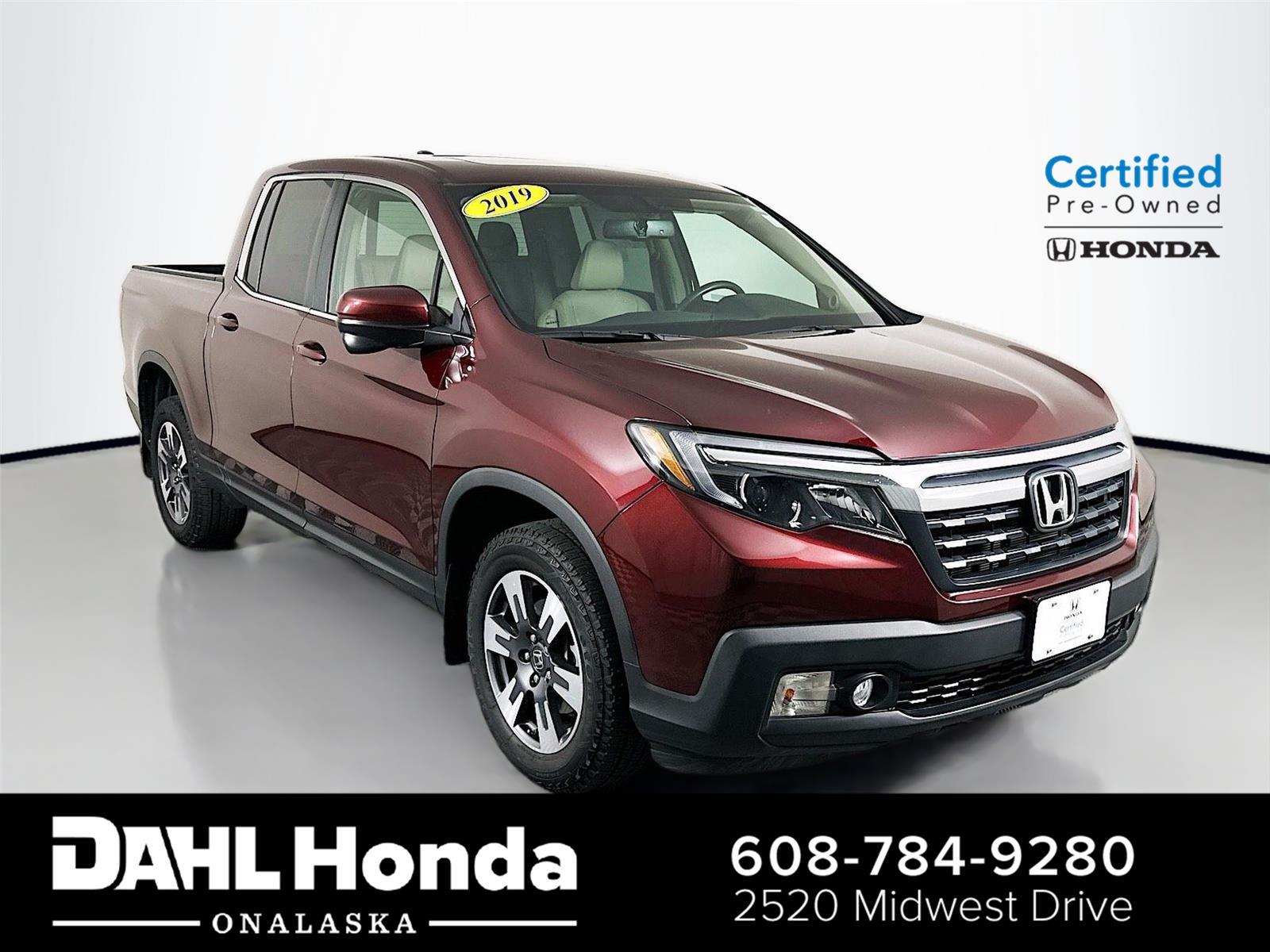 Red (Deep Scarlet Pearl) 2019 Honda Ridgeline Pickup Truck All-Wheel Drive Automatic