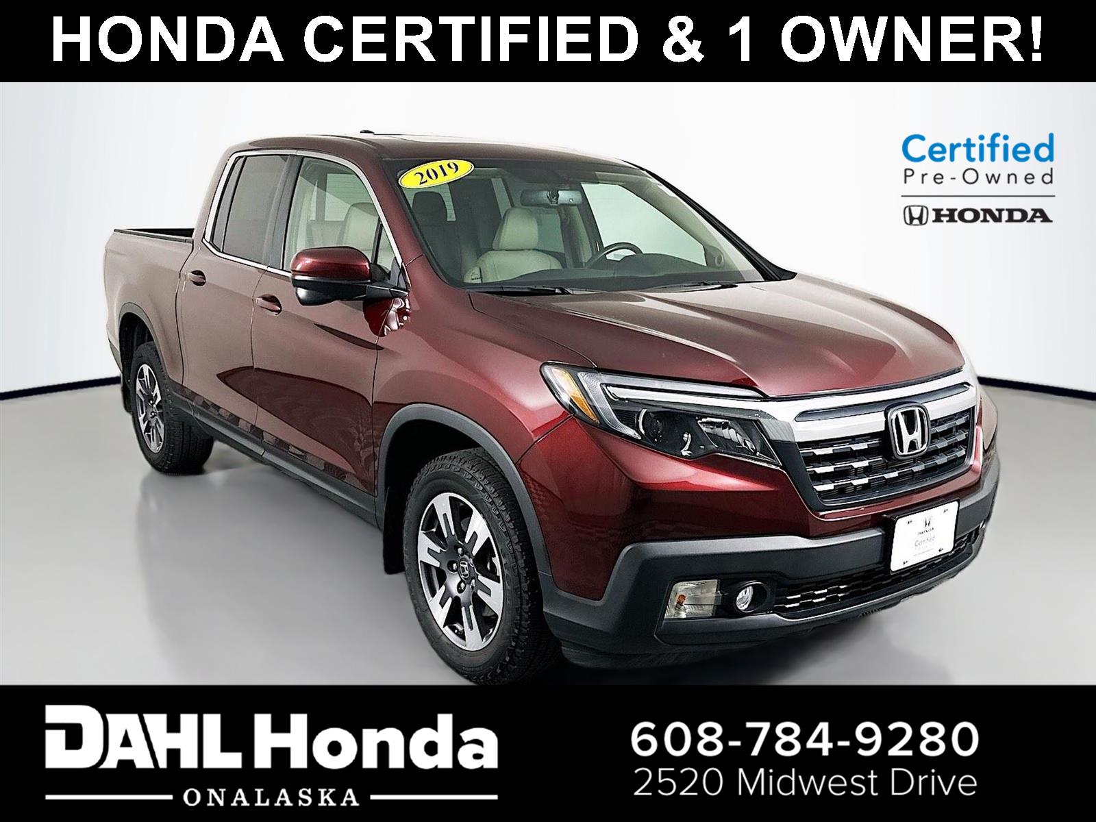 Red (Deep Scarlet Pearl) 2019 Honda Ridgeline Pickup Truck All-Wheel Drive Automatic