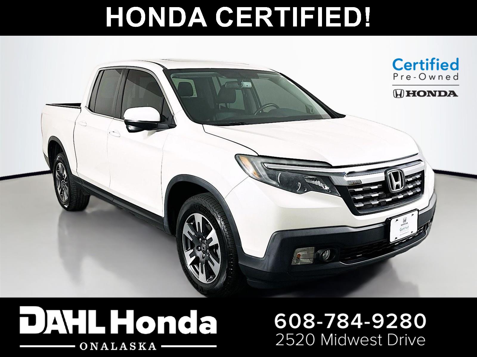 White Diamond Pearl 2019 Honda Ridgeline Pickup Truck All-Wheel Drive 6-Speed Automatic
