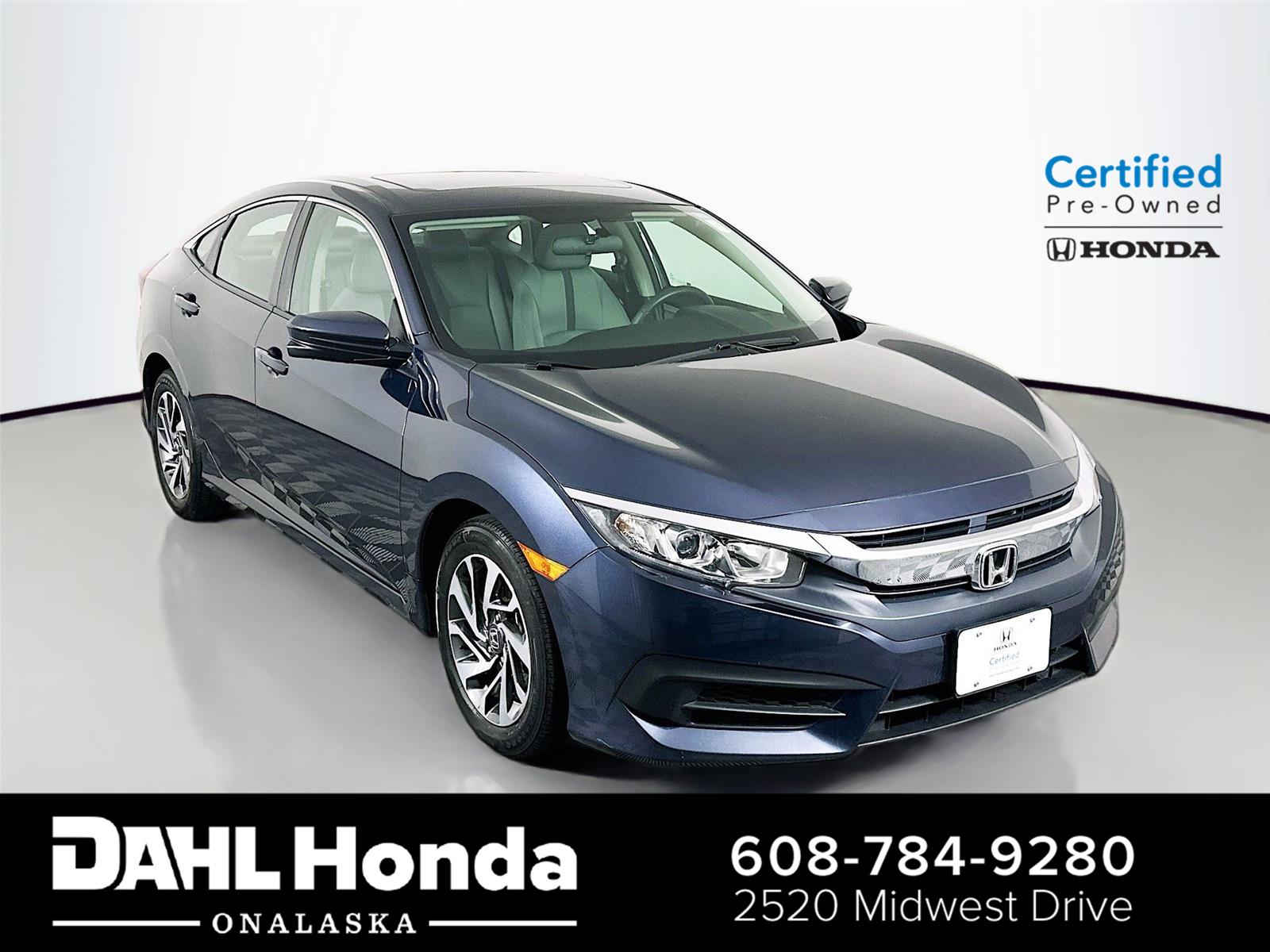 Cosmic Blue Metallic 2016 Honda Civic Sedan Front-Wheel Drive Continuously Variable Transmission
