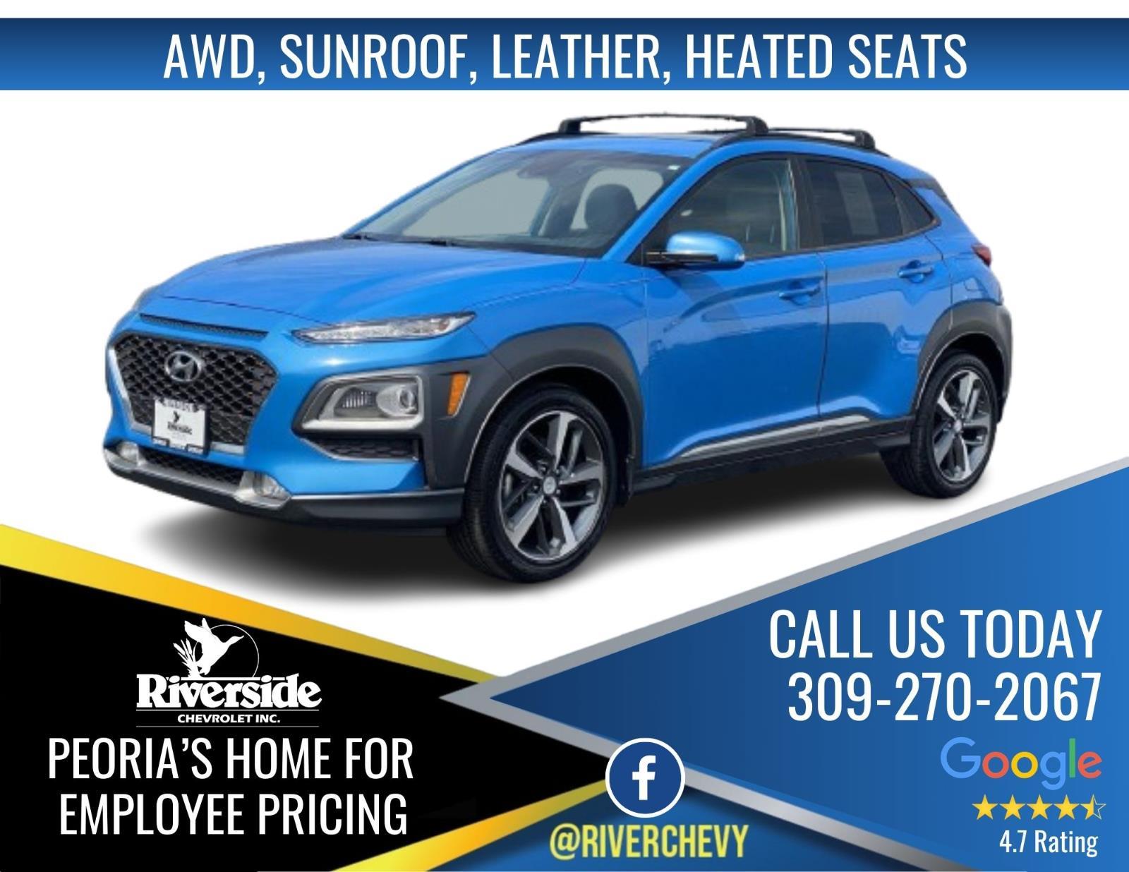 Surf Blue 2020 Hyundai Kona Limited AWD SUV / Crossover All-Wheel Drive Automatic