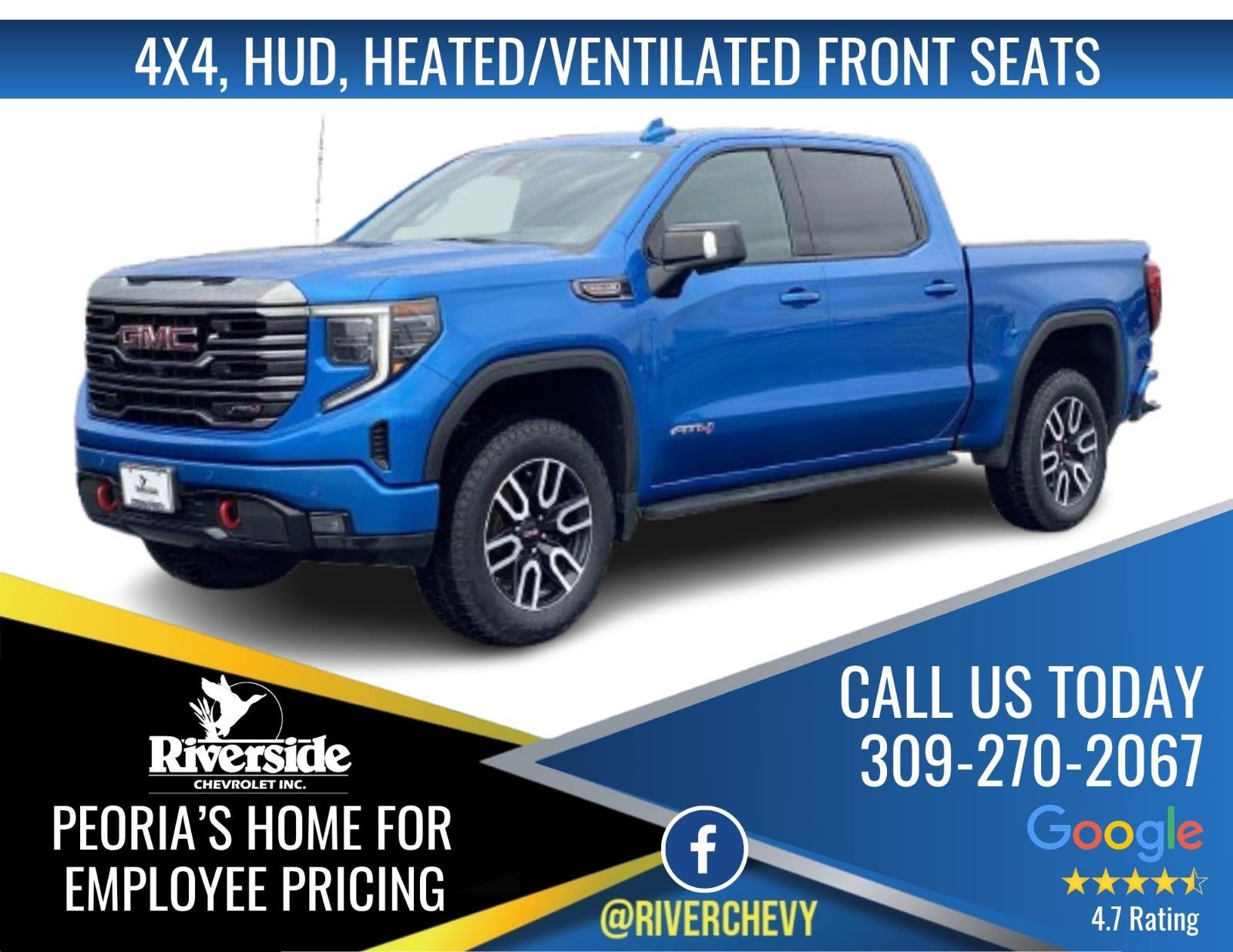 Dynamic Blue Metallic 2022 GMC Sierra 1500 AT4 Crew Cab 4WD Pickup Truck Four-Wheel Drive Automatic