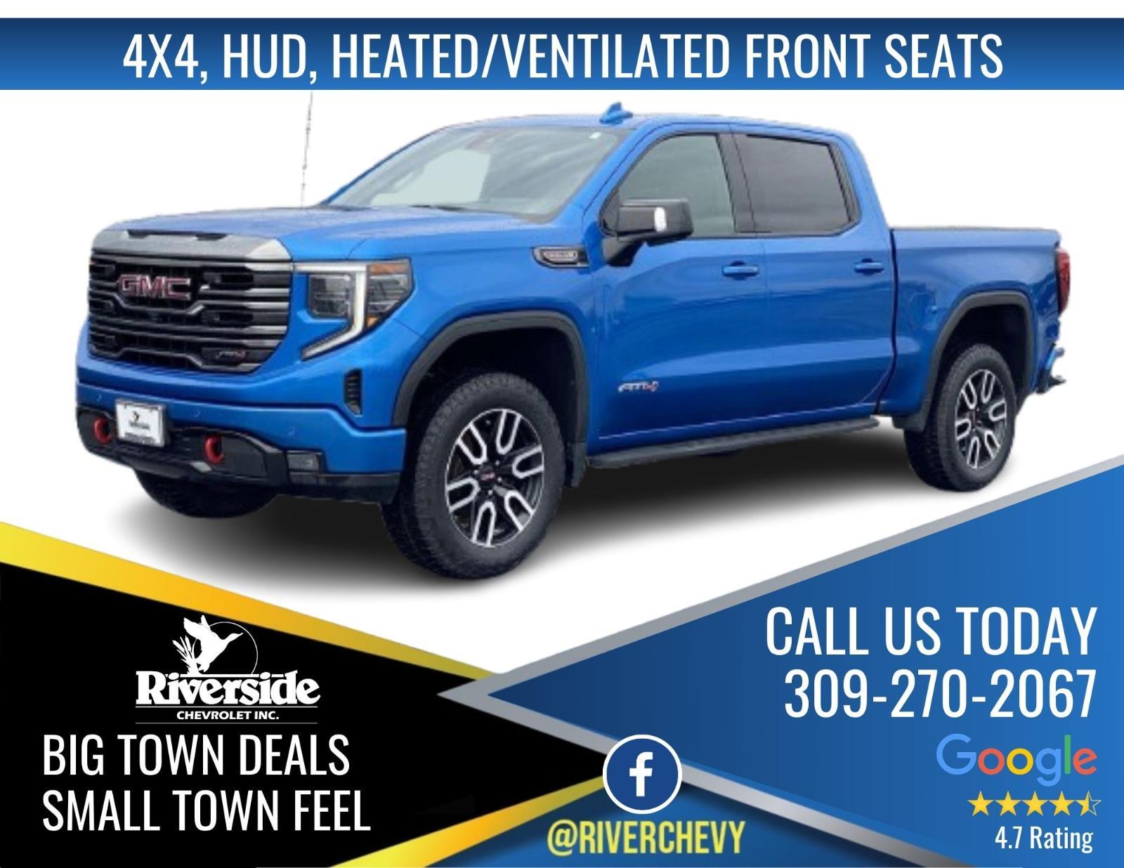 Dynamic Blue Metallic 2022 GMC Sierra 1500 AT4 Crew Cab 4WD Pickup Truck Four-Wheel Drive Automatic