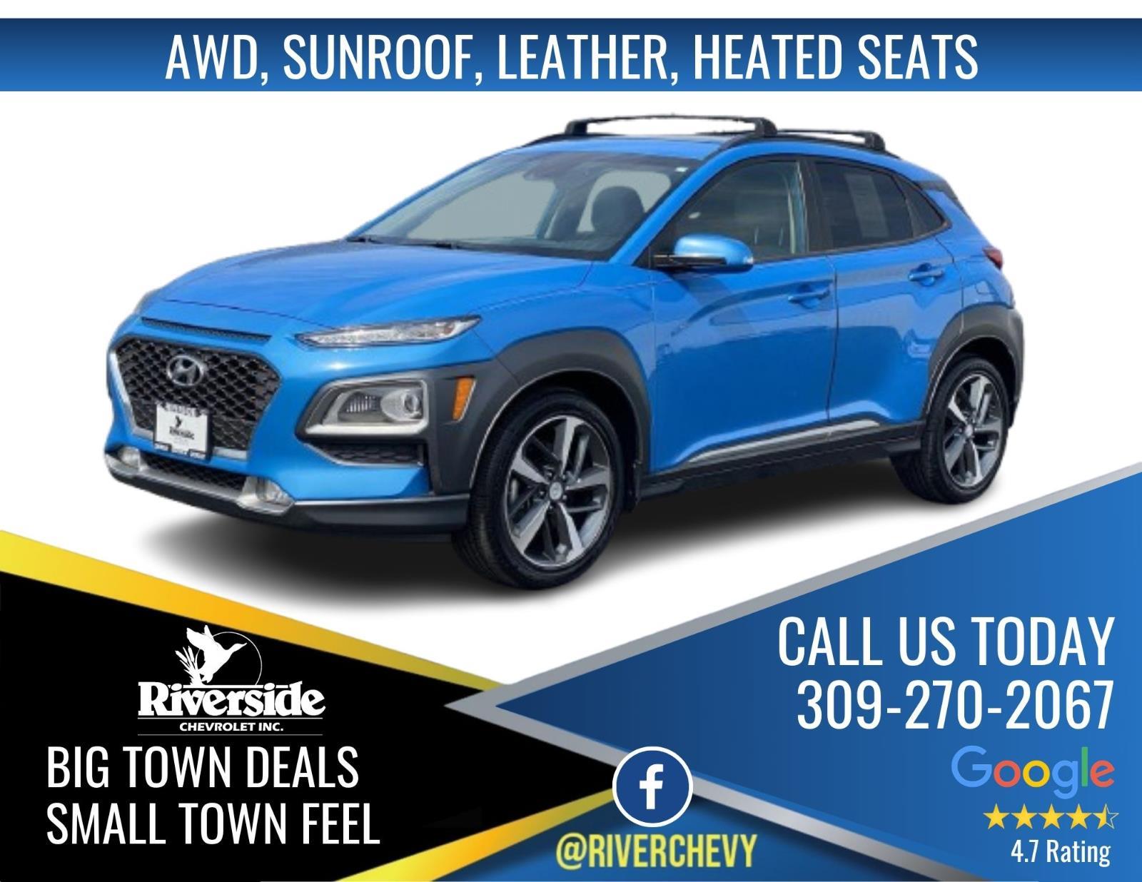 Surf Blue 2020 Hyundai Kona Limited AWD SUV / Crossover All-Wheel Drive Automatic