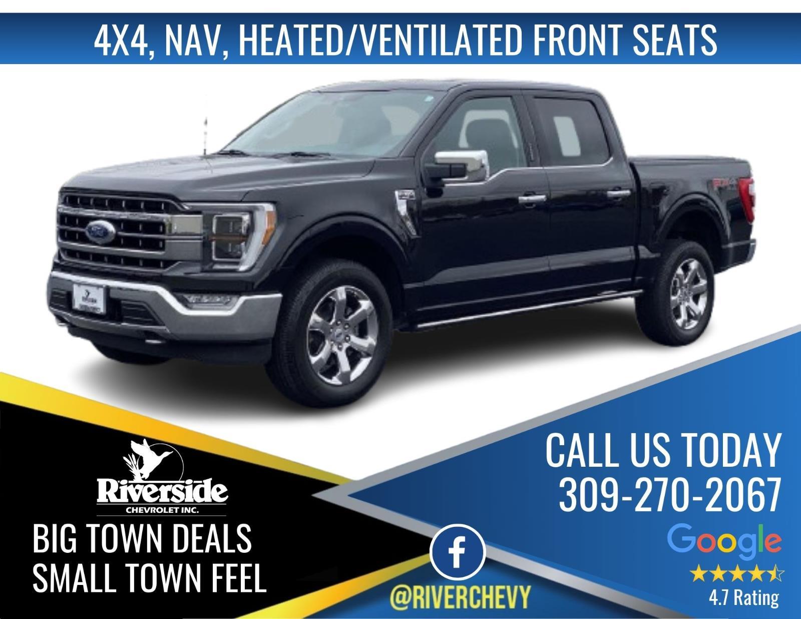 Agate Black Metallic 2021 Ford F-150 Lariat SuperCrew 4WD Pickup Truck Four-Wheel Drive Automatic