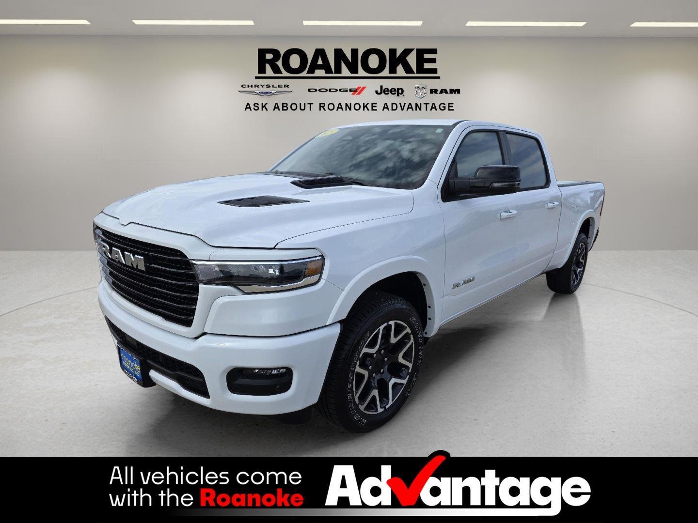 Bright White Clearcoat 2025 RAM 1500 Laramie Crew Cab 4WD Pickup Truck Four-Wheel Drive 8-Speed Automatic