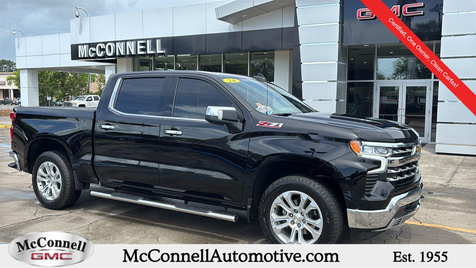 Black 2024 Chevrolet Silverado 1500 LTZ Crew Cab 4WD Pickup Truck Four-Wheel Drive Automatic