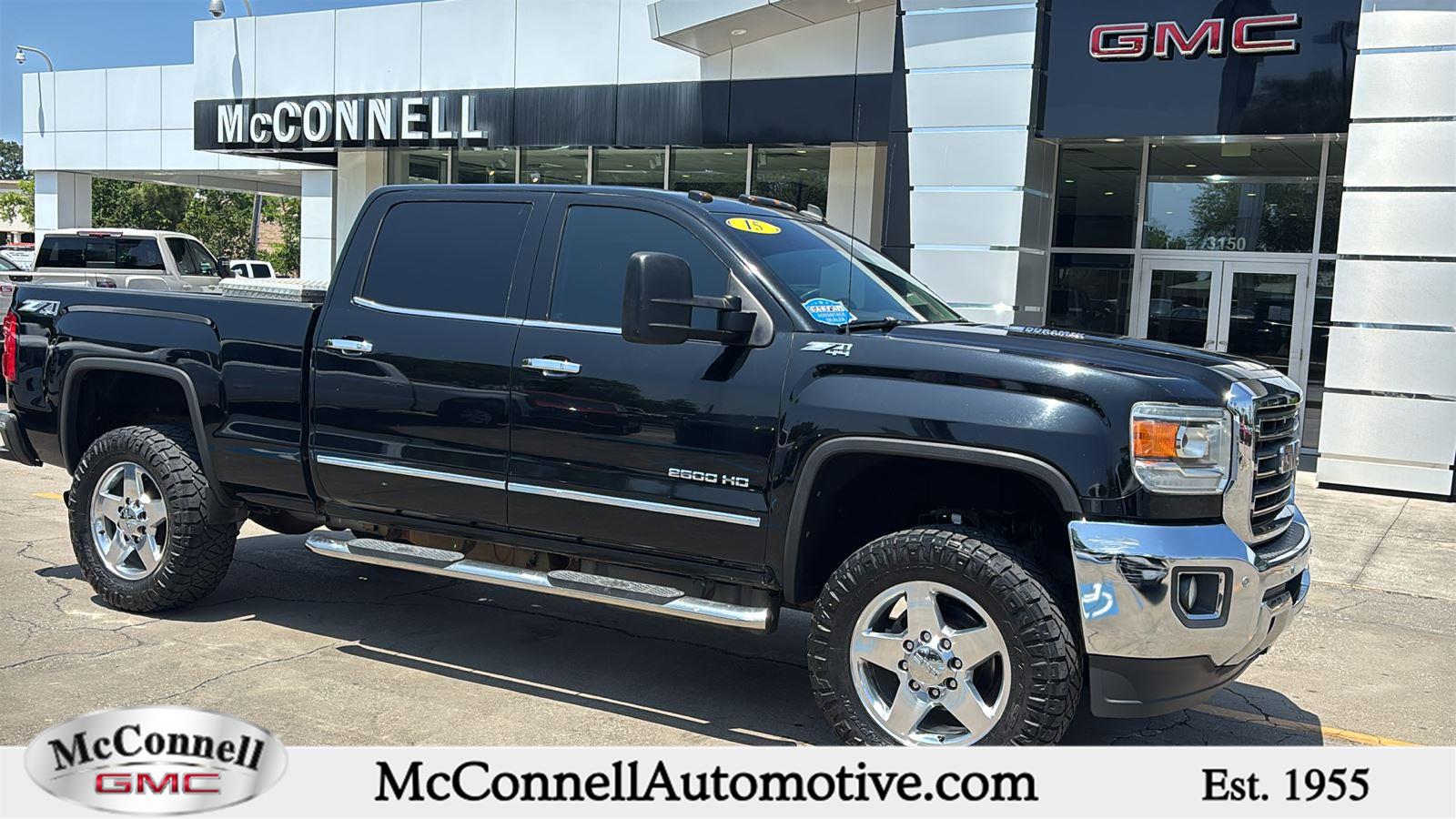 Onyx Black 2015 GMC Sierra 2500HD SLT Crew Cab SB 4WD Pickup Truck Four-Wheel Drive 6-Speed Automatic